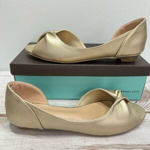 Metallic Gold Faux Leather D’Orsay Flats N.Y.L.A. Charlii from ModCloth Size 10